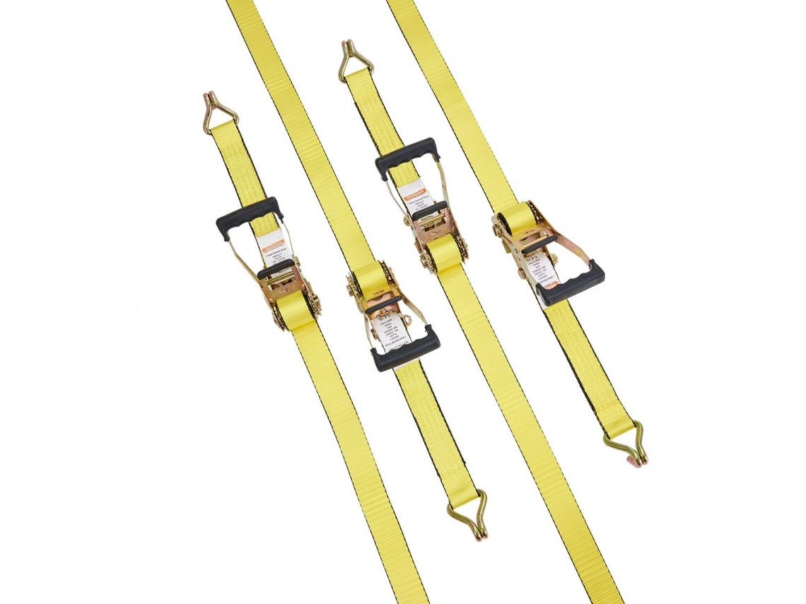 Juego de 4 correas de amarre con trinquete y ganchos en J para el transporte seguro de cargas de hasta 4536 kg Tekmaquinas