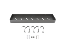 Estante de pared para baño, resistente, negro, sencillo, antioxidante, con 5 ganchos para cocina y lavadero, 50 cm