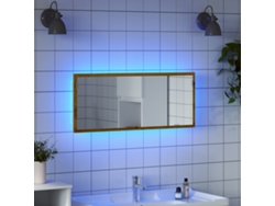 Espejo De Baño Led Madera Ingeniería Roble Artisan 100x8,5x37cm