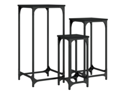 Maison Exclusive - Mesitas Auxiliares Apilables 3 Uds Madera De Ingeniería Negro