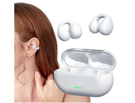 Auriculares inalámbricos de oreja abierta: auriculares de entrenamiento impermeables a prueba de sudor, auriculares de conducción (blanco) CHRONUS