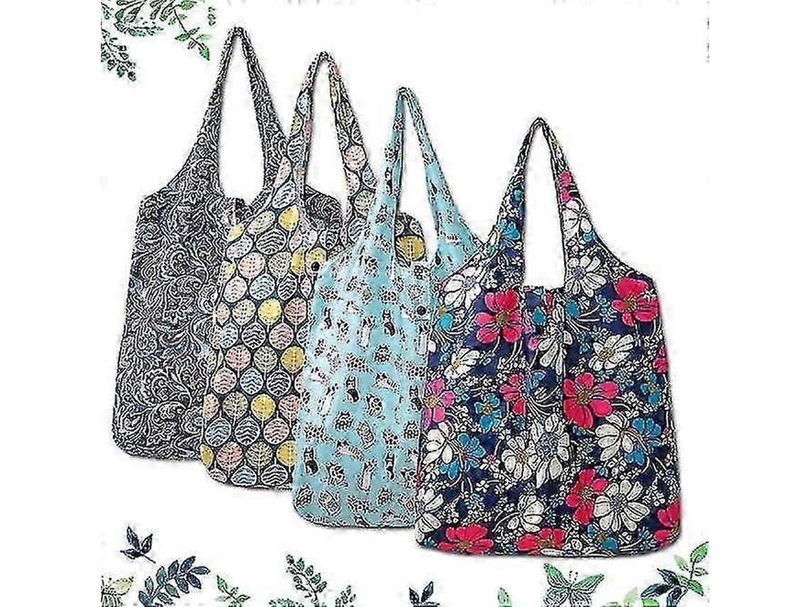 Juego de 4 bolsas de compra reutilizables, 6 bolsas de supermercado lavables, bolsa plegable, bolsa de playa, bolsa para portátil, GOKOCO