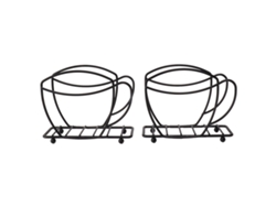Servilletero de hierro negro para taza de café (2 unidades)