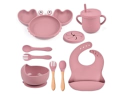 Conjunto De Louça Infantil/para Bebês Yuysan Em Silicone Em Forma De Caranguejo, 9 Peças Vermelhoy19)
