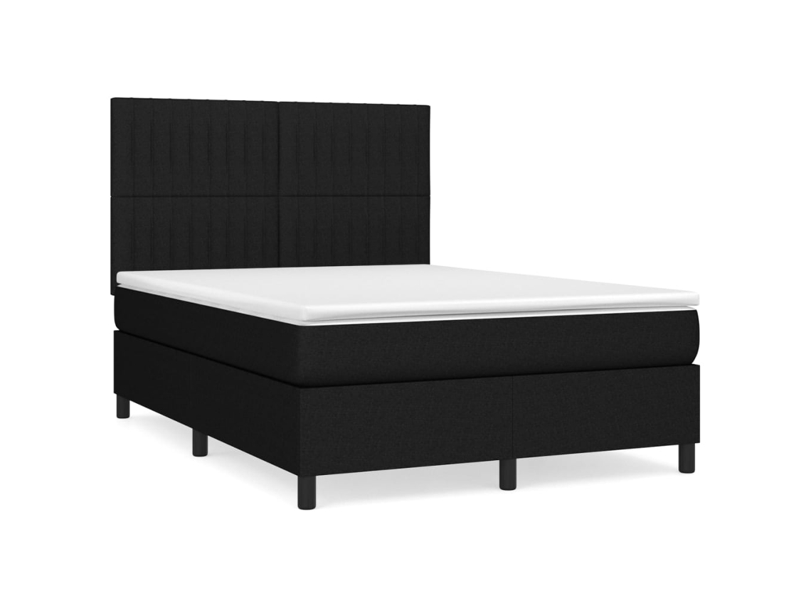 Maison Exclusive - Cama Box Spring Con Colchón Tela Negro 140x200 Cm