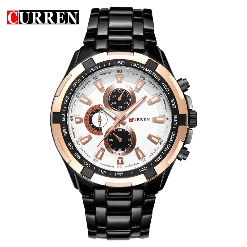 Reloj deportivo resistente al agua para hombre (negro, dorado, blanco).
