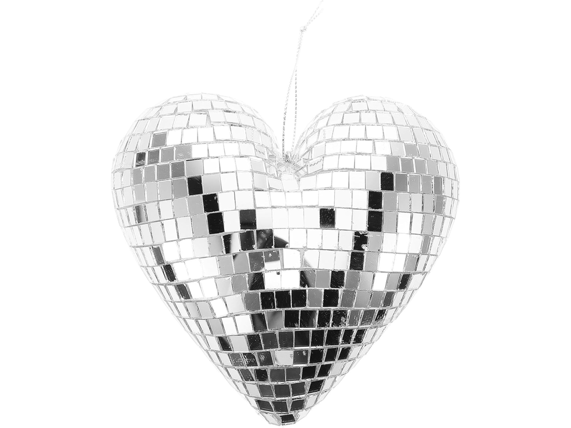Discoteca Cristal Plateado Forma Corazón Estructura Resistente Decoración Versátil Fondos Fotográficos Fiestas