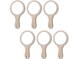 Miroir De Maquillage Portátil En Verre Haute Définition Poignée En Bois, 6 Pièces