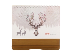 Calendario de escritorio 2019 con marco de madera, ideal para el hogar, el estudio o la oficina (alce)