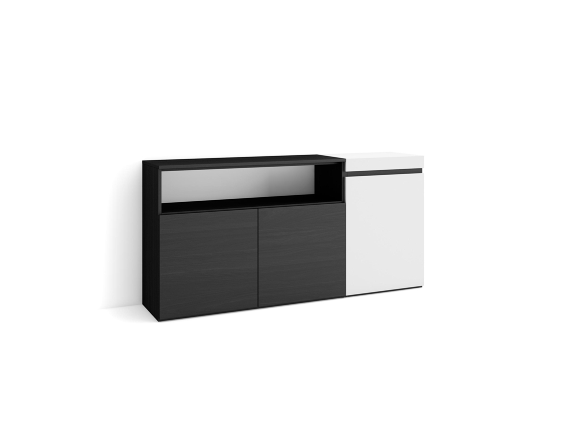 Aparadores para salón 150x75x35cm 3 Puertas Armario zapatero Blanco y negro