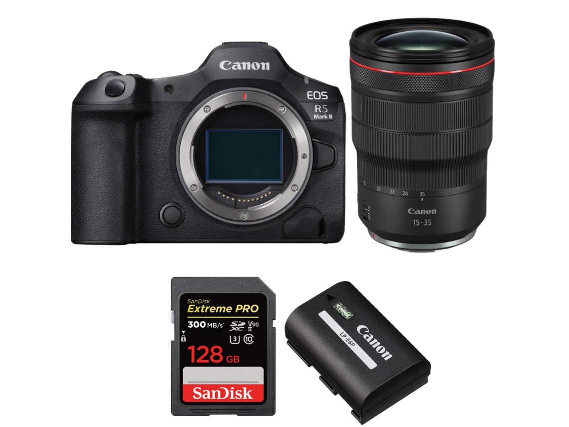 Canon Eos R5 Mark Ii + Rf 15-35mm F/2.8 L Is Usm + 1 Sandisk 128gb Uhs-ii 300mb/s + 1 Canon Lp-e6p + Ebook “20 Consejos Para Fotos Que Impactan”