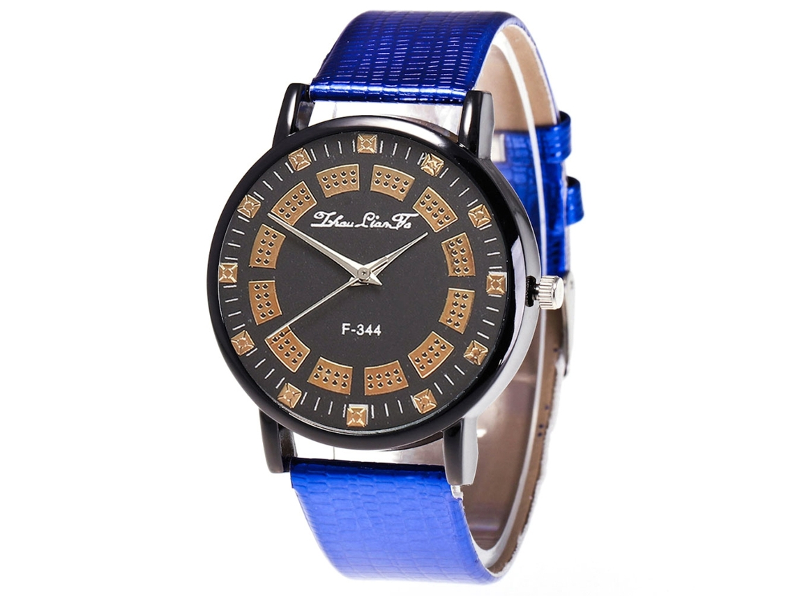 Reloj De Pulsera Analógico De Cuarzo Con Correa Ajustable De Pu Para Hombre Y Mujer - Azul