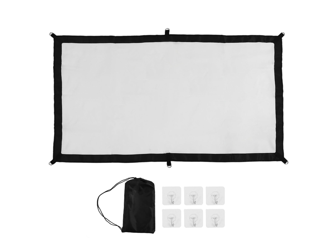 Pantalla De Proyector Hd De 84 Pulgadas (relación De Aspecto 16:9), Sin Arrugas, Plegable Para Uso En Interiores Y Exteriores Con Ganchos.