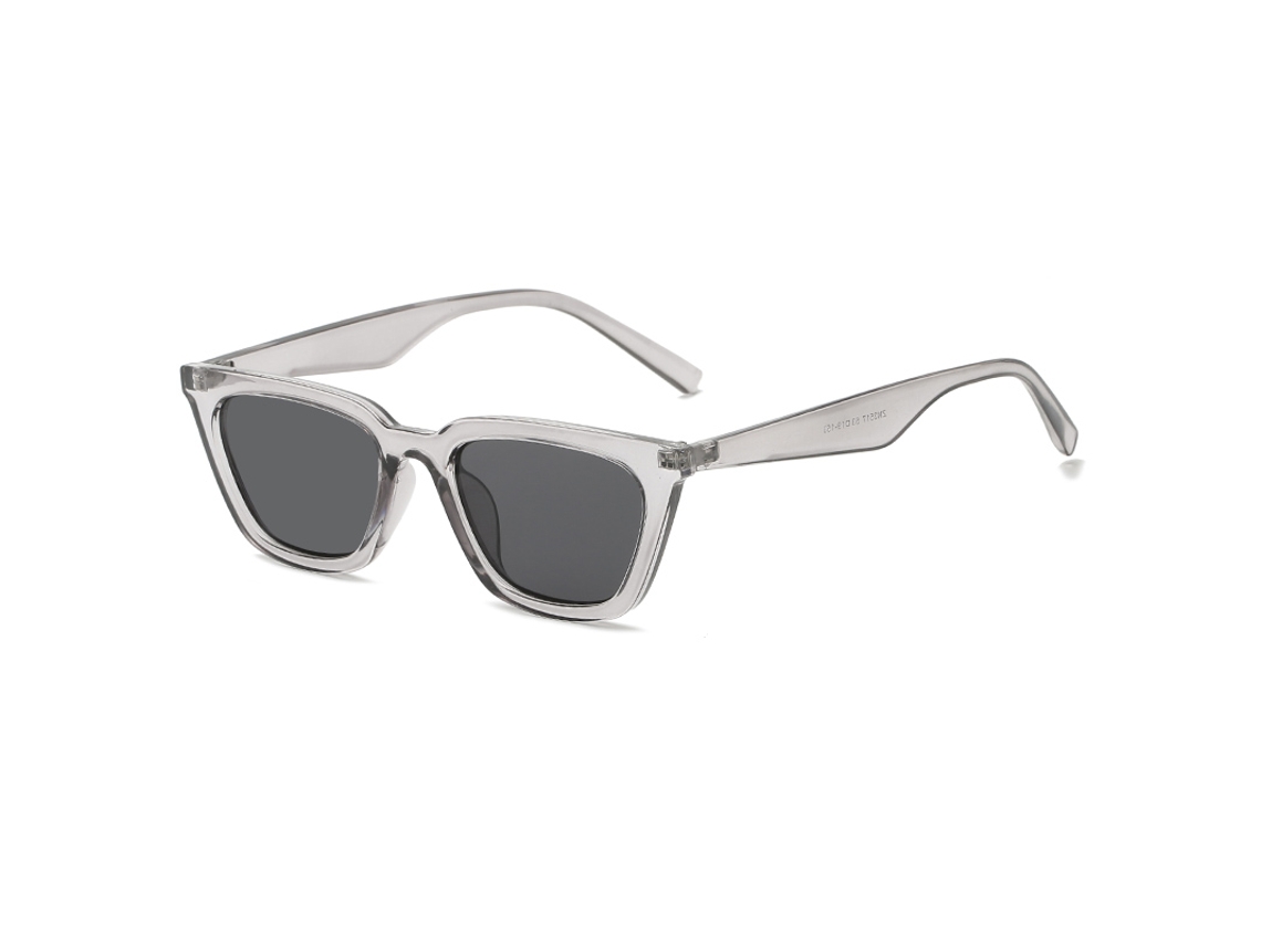 Gafas de sol retro estilo ojo de gato para mujer con lentes negras de malla de plástico y protección UV400 MDUG (gris)