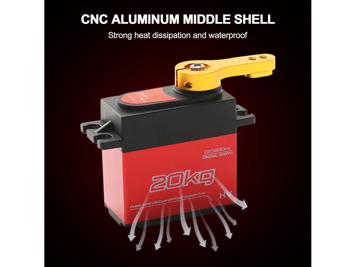 Servos Digitales De 20 Kg De Alto Torque Con Engranajes De Acero Inoxidable De 180° Para Coches De Control Remoto 1/8 Y 1/10 Con Brazo De Servo De 25t