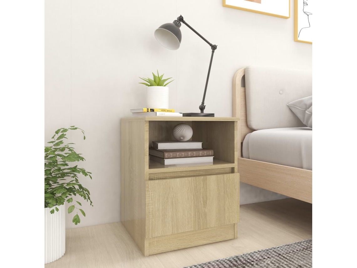 Mesitas de Noche LOVELY HOME Mesinha 2 Pcs 40X40X50 Cm Contraplacado Carv. Sonoma