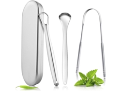 Limpiador de lengua profesional - Juego de 3 piezas - Chapado - Limpiador de lengua - Acero inoxidable