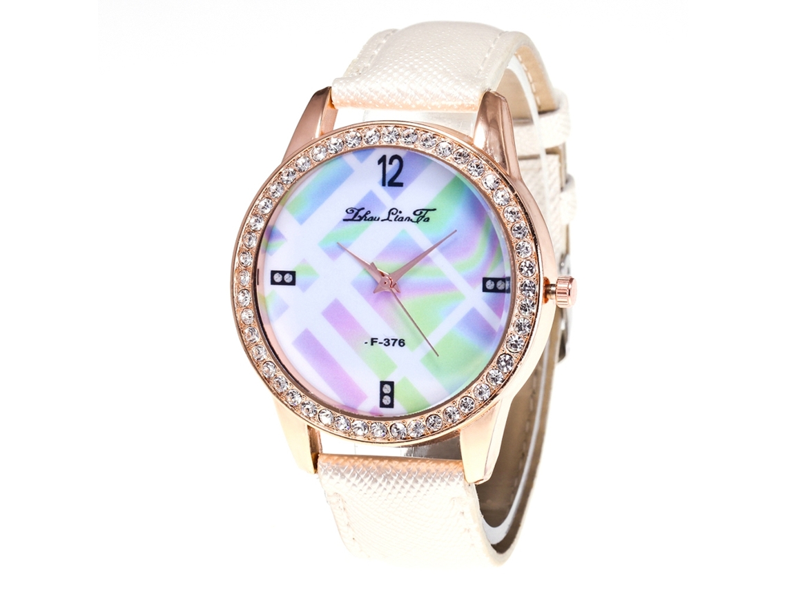 Reloj De Pulsera Zhoulianfa Blanco Sencillo De Cuarzo Para Mujer Con Diamantes De Imitación.