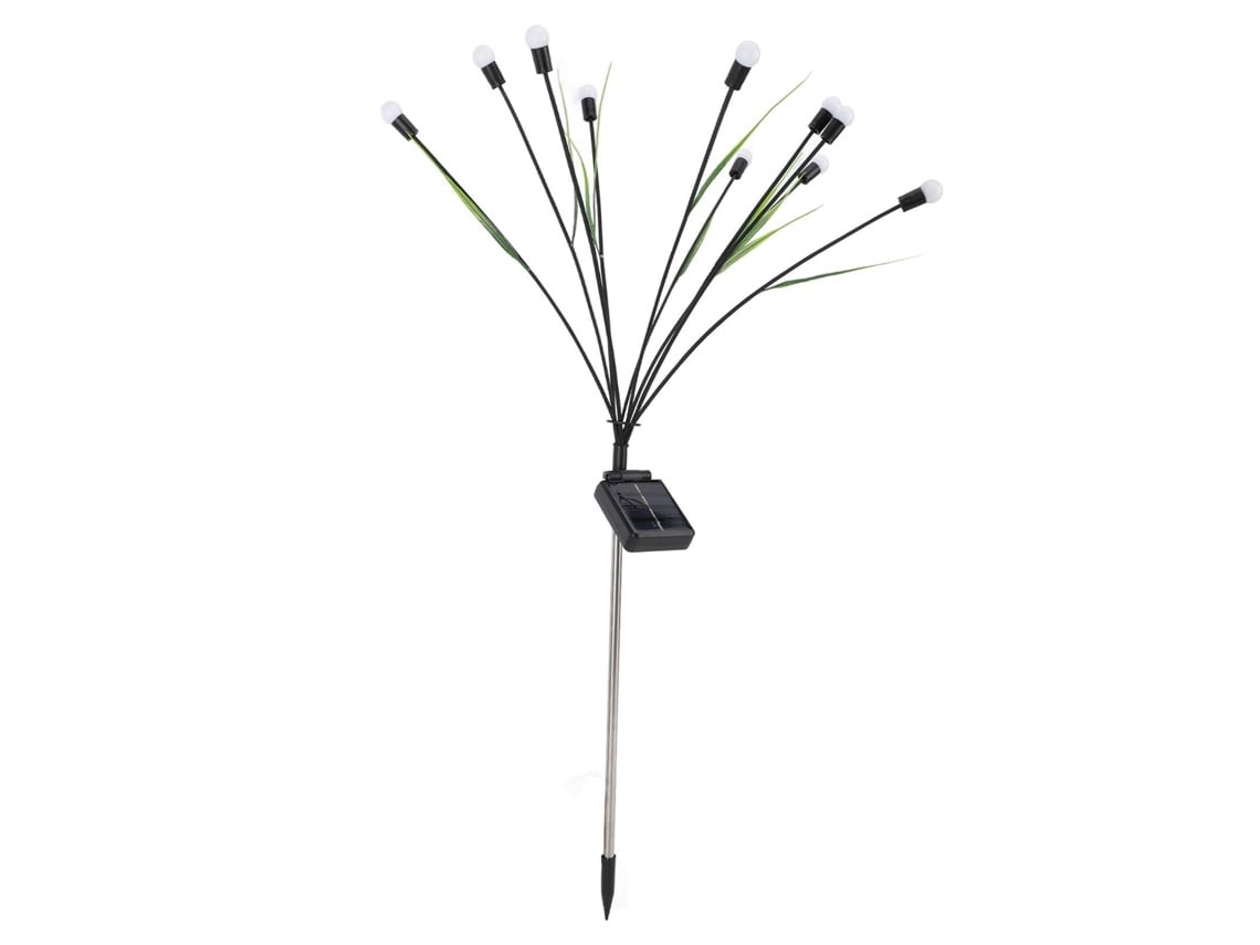 2026-luces De Luciérnagas Solares Led 800mah Ip65 Impermeables Para Jardín Navideño Boda 10 Cabezas Varilla Negra Con Hojas Luz Cálida Blanca