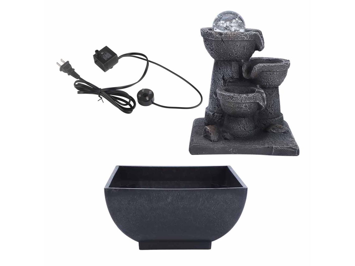 Fuente De Agua Con Cascada Y Led Para Mesa, Decoración Feng Shui Hogar Oficina, Material Resina, Plug Us 110v