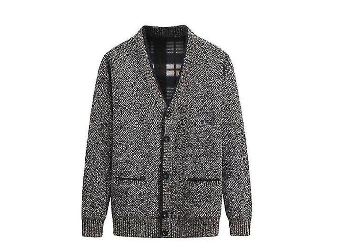 2026-19489-chaqueta De Jersey Para Hombre Gruesa Y Cálida Cuello V Manga Larga Talla L-4xl 4xl Camello