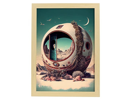 NACNIC Poster Cápsula Acogedora En Estilo Surrealismo Cinematográfico Ilustraciones Y Grabados De Historieta Abstracta Y Artística A4 Marcos Madera