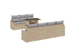 Maison Exclusive - Conjunto De Sofá De Jardín Con Cojín 8 Pcs Beige Y Gris Claro
