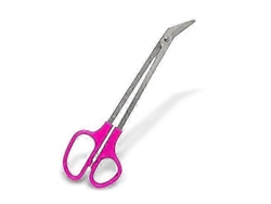 Cortauñas ergonómico de acero inoxidable con mango de 8 1/4 pulgadas de largo para personas mayores con hojas anguladas.