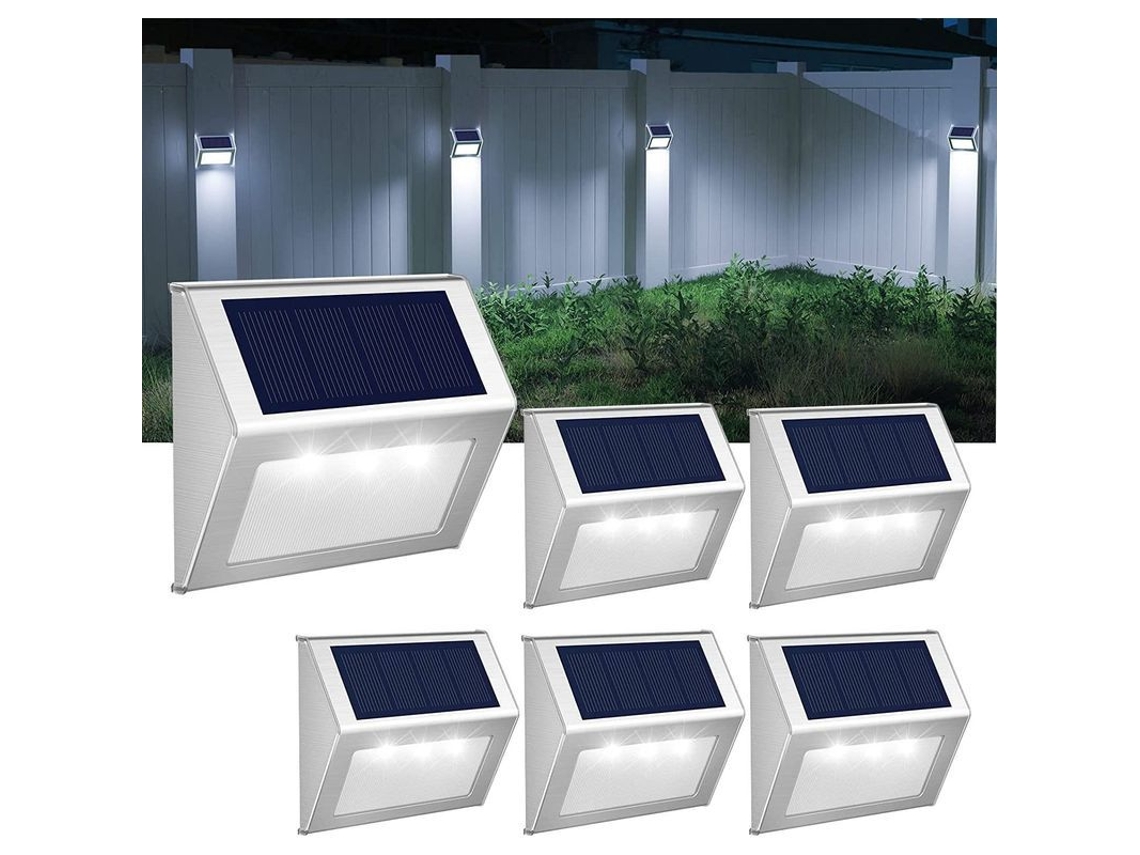 Luces Solares Exteriores De Color Blanco Frío, De Acero Inoxidable, Impermeables, Para Jardín Y Patio, 6 Unidades.