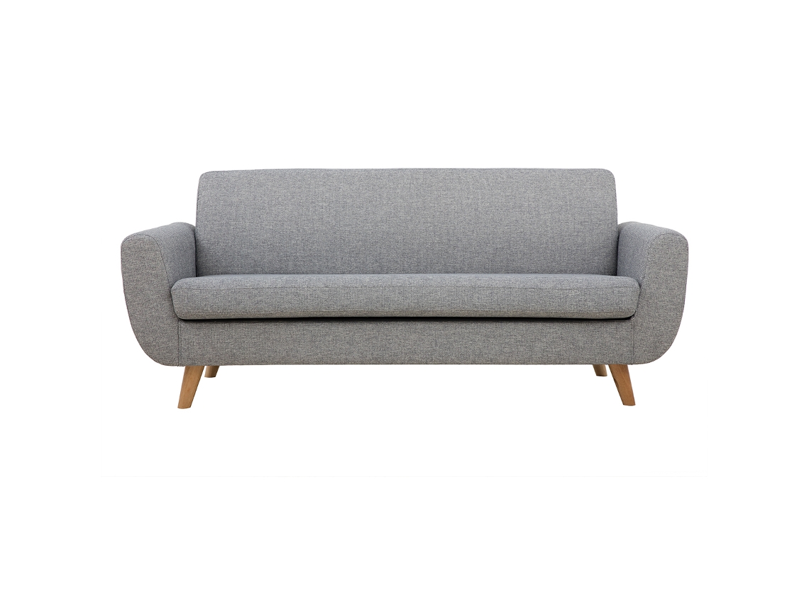 Sofá Nórdico 3 Plazas Gris Claro Y Madera Pure MILIBOO