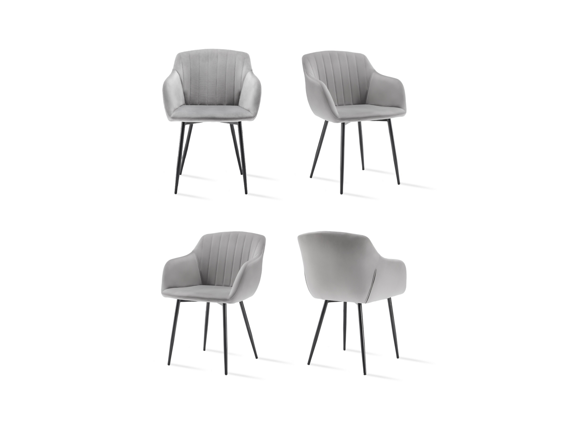 Sillas De Comedor Goeurvant 711(pack De 4, Gris Claro, Terciopelo)