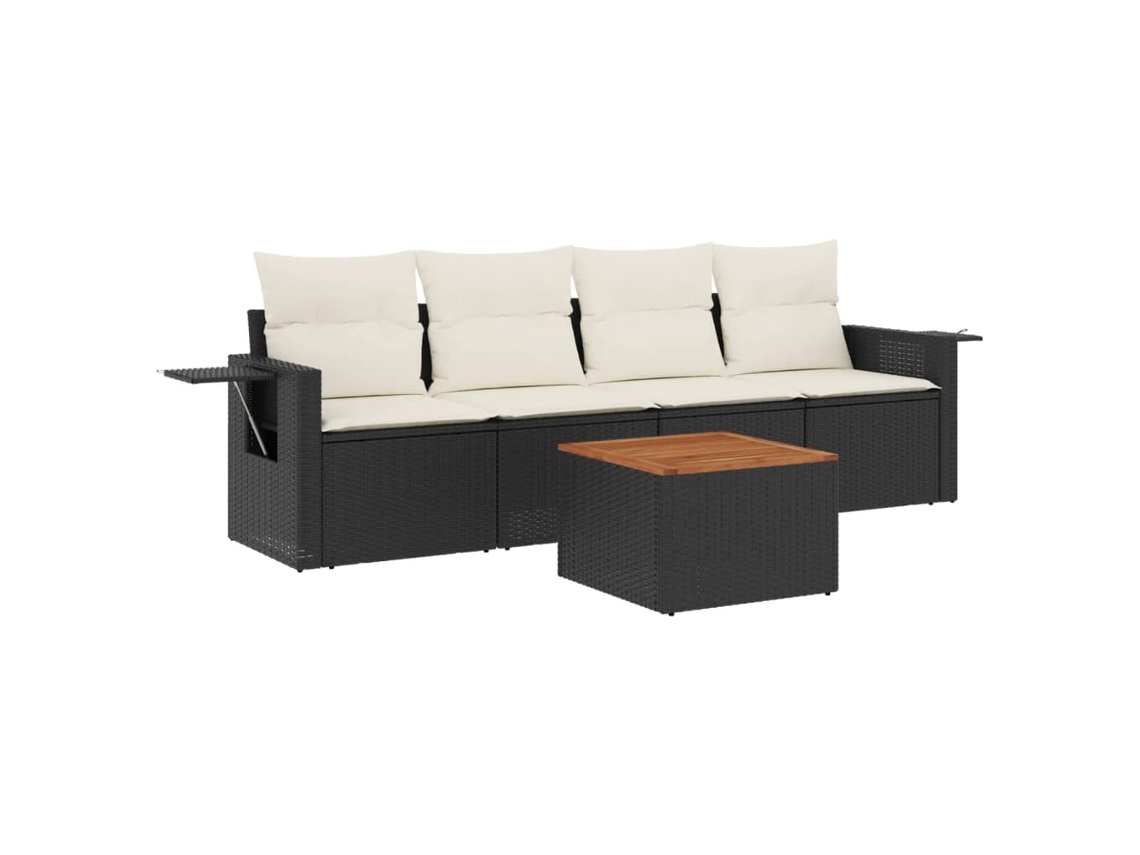 Maison Exclusive - Set De Muebles De Jardín 5 Pzas Y Cojines Ratán Sintético Negro