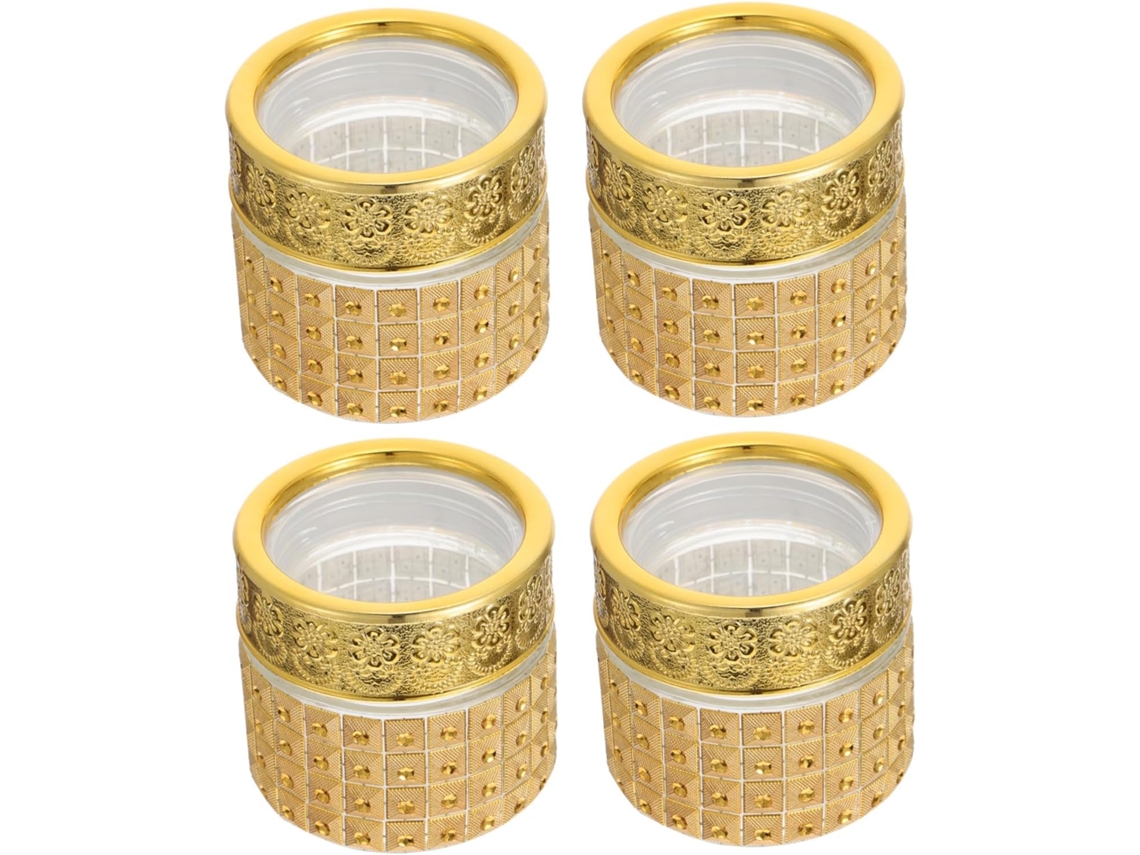 De 4 Pequenos Frascos De Vidro Multifuncionais De 10g, Com Acabamento Dourado, Potes Vazios Para