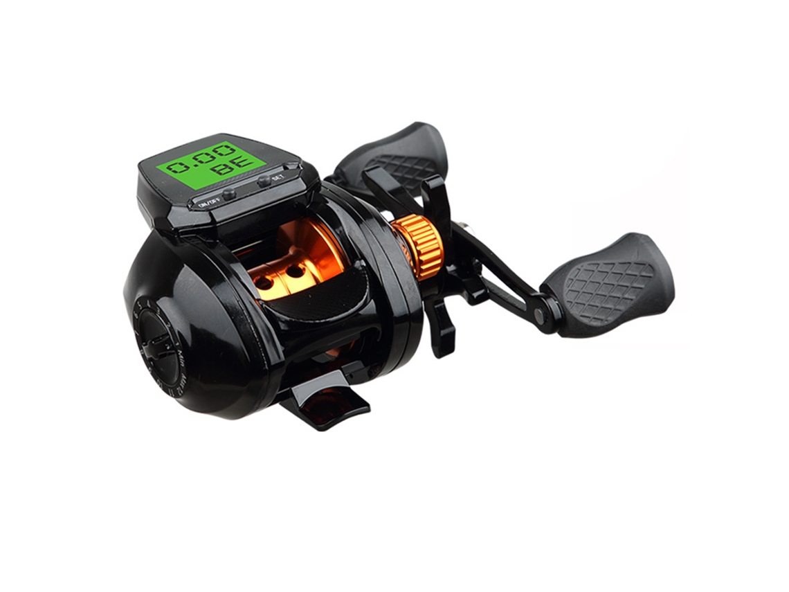 Carrete De Pesca Baicasting Con Pantalla Digital, Doble Freno, Ligero, Línea Dorada Antiexplosión.