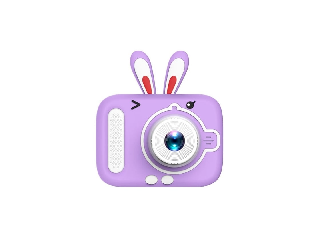Cámara Digital Zruxe Cámara De Dibujo Animado, Píxeles De 2.000 W, Zoom 3x, Cámaras Dobles Frontal Y Trasera, Conejo Con Enfoque Automático Morado
