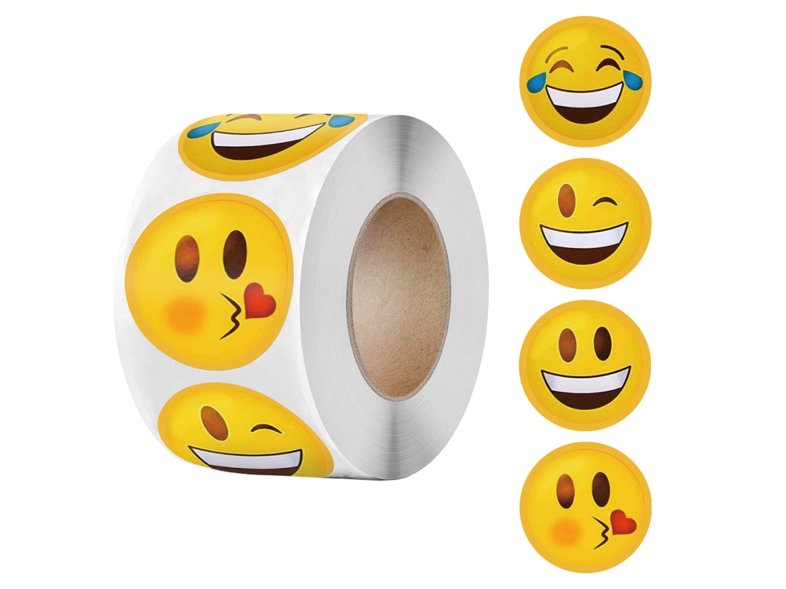 (4 Diseños) 500 Hojas/rollo De Divertidas Pegatinas De Dibujos Animados Con Caras Sonrientes, De 2,5 Cm/1,0 Pulgada De Diámetro.