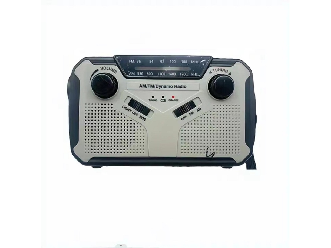 Radio solar portátil AM/FM con manivela, batería recargable de 4000 mAh, linterna LED y alarma SOS. Ideal para emergencias y acampadas. Viewleaf