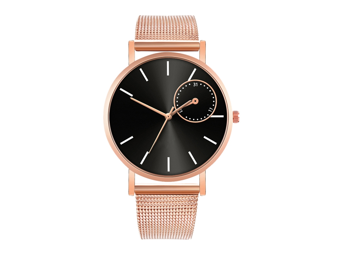 Reloj de moda para parejas con correa Malla, esfera redonda, Cuarzo Unisex