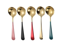 2026-colheres De Sopa De Aço Inoxidável, 5 Peças Colheres De Café Gelado Para Casa E Cozinha (ouro)
