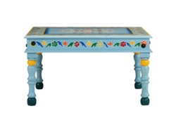 Mesa De Centromesa Auxiliarmesita De Centro Madera Maciza De Mango Turquesa Pintada A Mano Wsd60653