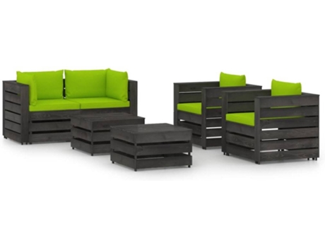 Conjunto 6 Muebles de jardín VIDAXL con cojines madera impregnada gris