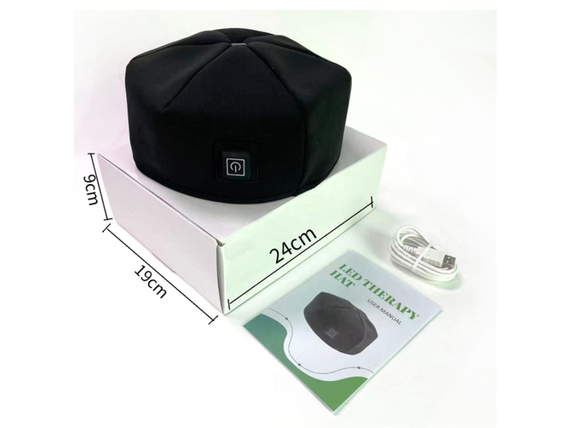 (negro) Gorro Capilar Unisex Con Luz Led Roja Para El Cuidado Del Cabello.