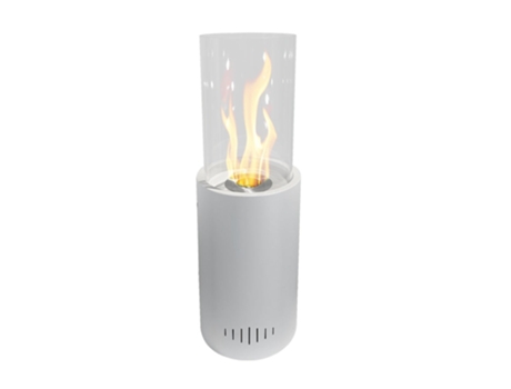 Chimenea de bioetanol de pie para uso interior y exterior Torcello Bianco 27x27x82
