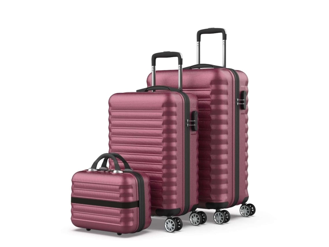 Juego De Maletas Burdeos Numada Upfly 3pzs Abs Maleta Cabina 53cm, Mediana 63cm Y Neceser