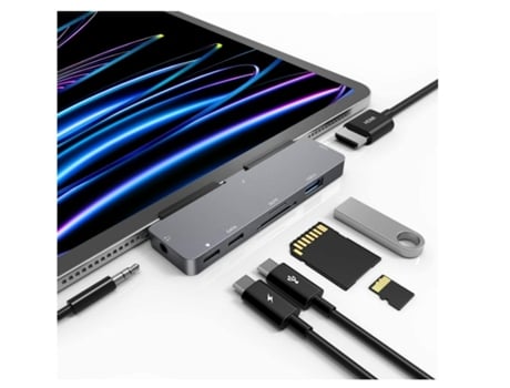 Adaptador Usb C A Hdmi 4K 7 En 1 Hdmi240409-5Zzy Hub Usb C Para Ipad Pro 11 12.9 Ipad Air 5 Con Conector De Audio De 3 5 Mm Gris