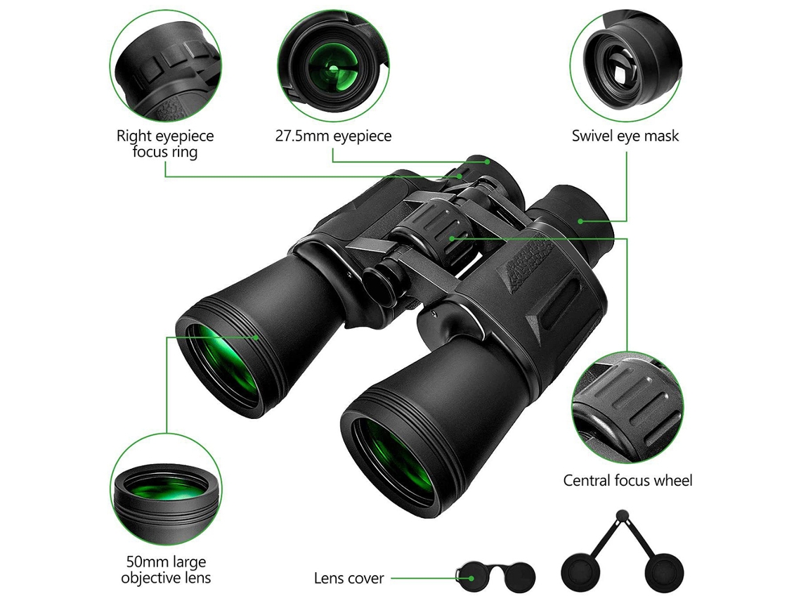 Binoculares 20x50 Visión Nocturna Bajo Luz Prisma Bak7 Impermeables Para Observar Aves Y Conciertos