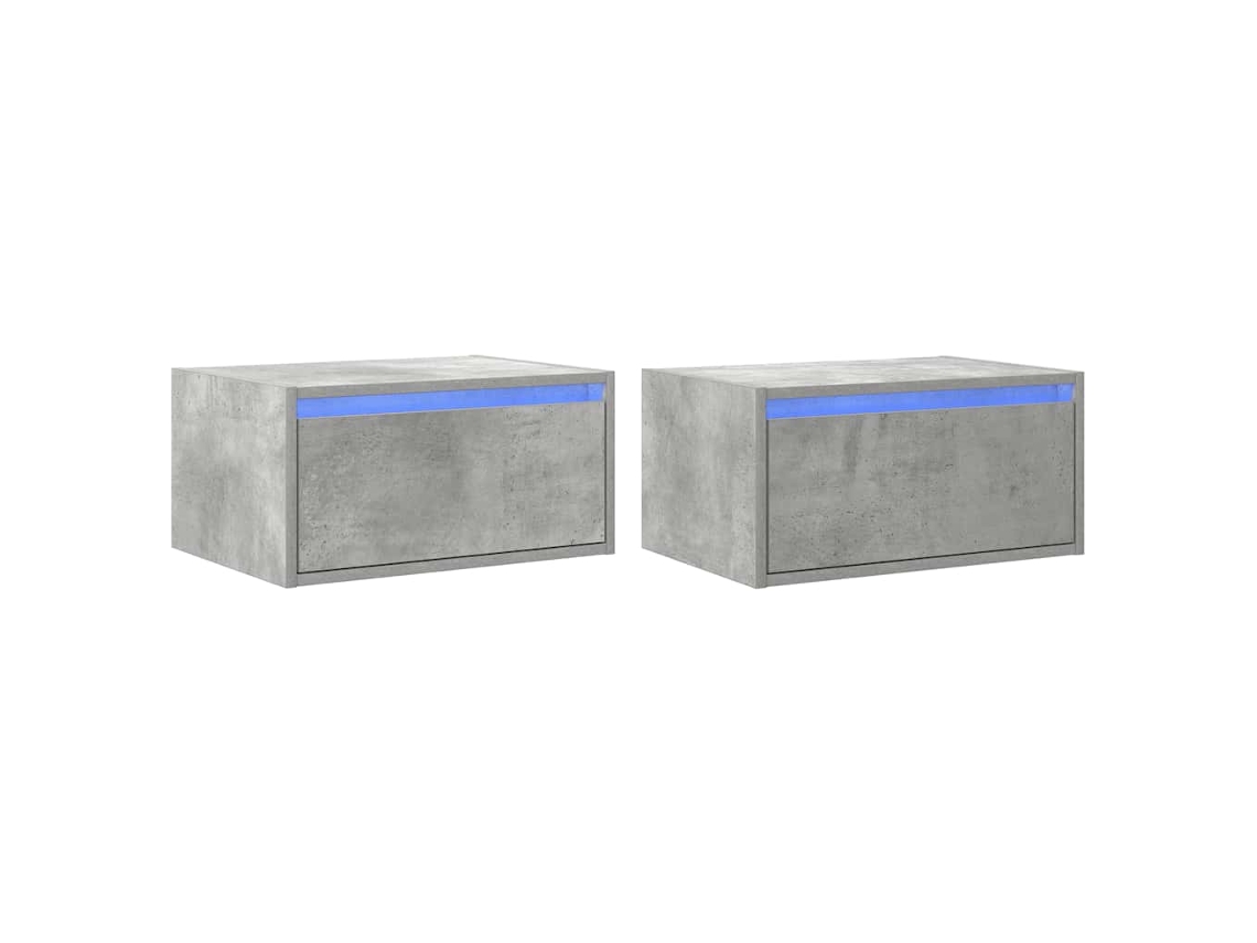 Maison Exclusive - Mesitas De Noche De Pared Con Luces Led 2 Uds Gris Hormigón