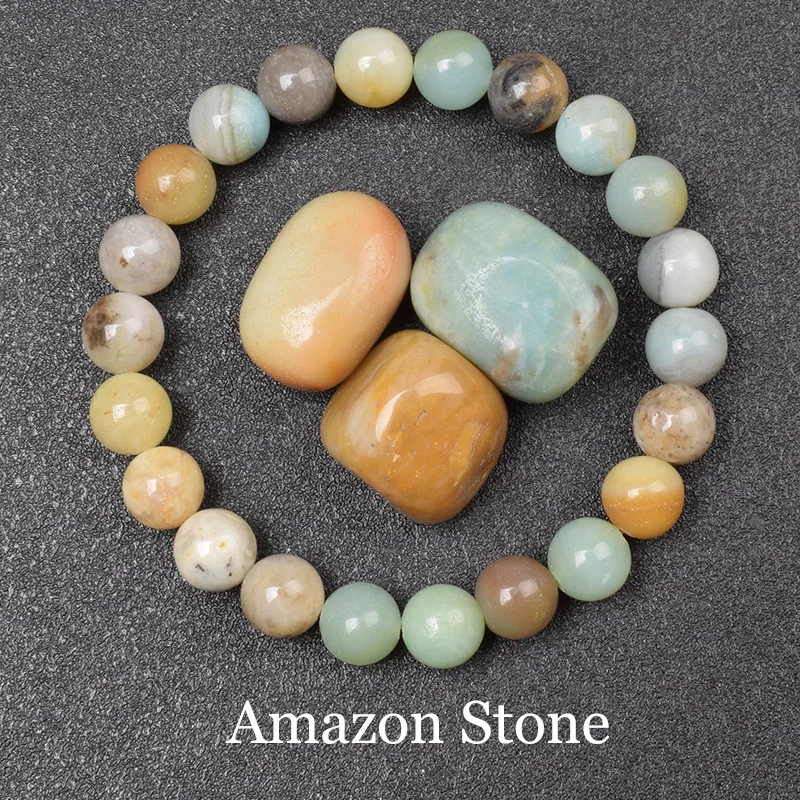 Pulsera De Cuentas De Piedra Natural (piedra Amazónica De 17 Cm), Amuleto De Sanación Para Yoga Y Reiki, Pulsera De La Suerte.
