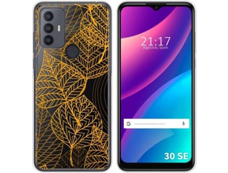 Carcasa para TCL 30 SE TUMUNDOSMARTPHONE Dibujos Transparente Hojas Multicolor