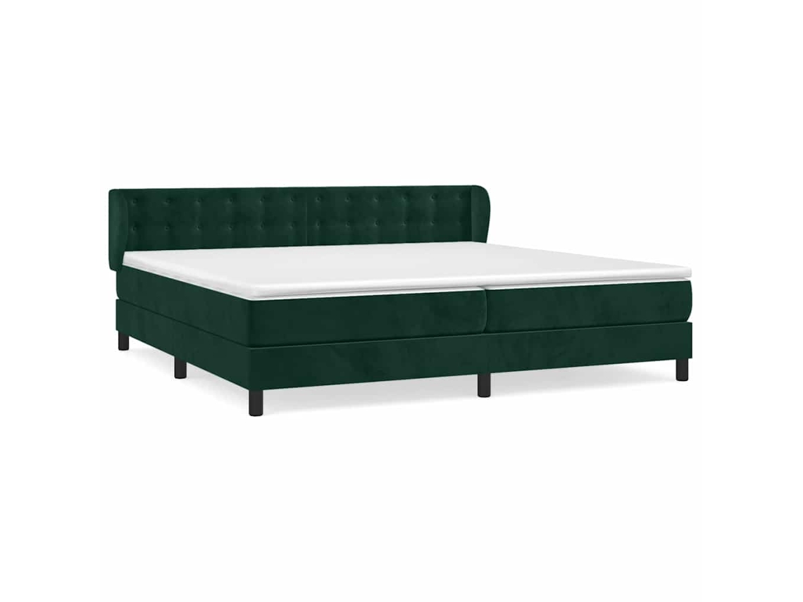 Maison Exclusive - Cama Box Spring Con Colchón Terciopelo Verde Oscuro 200x200 Cm